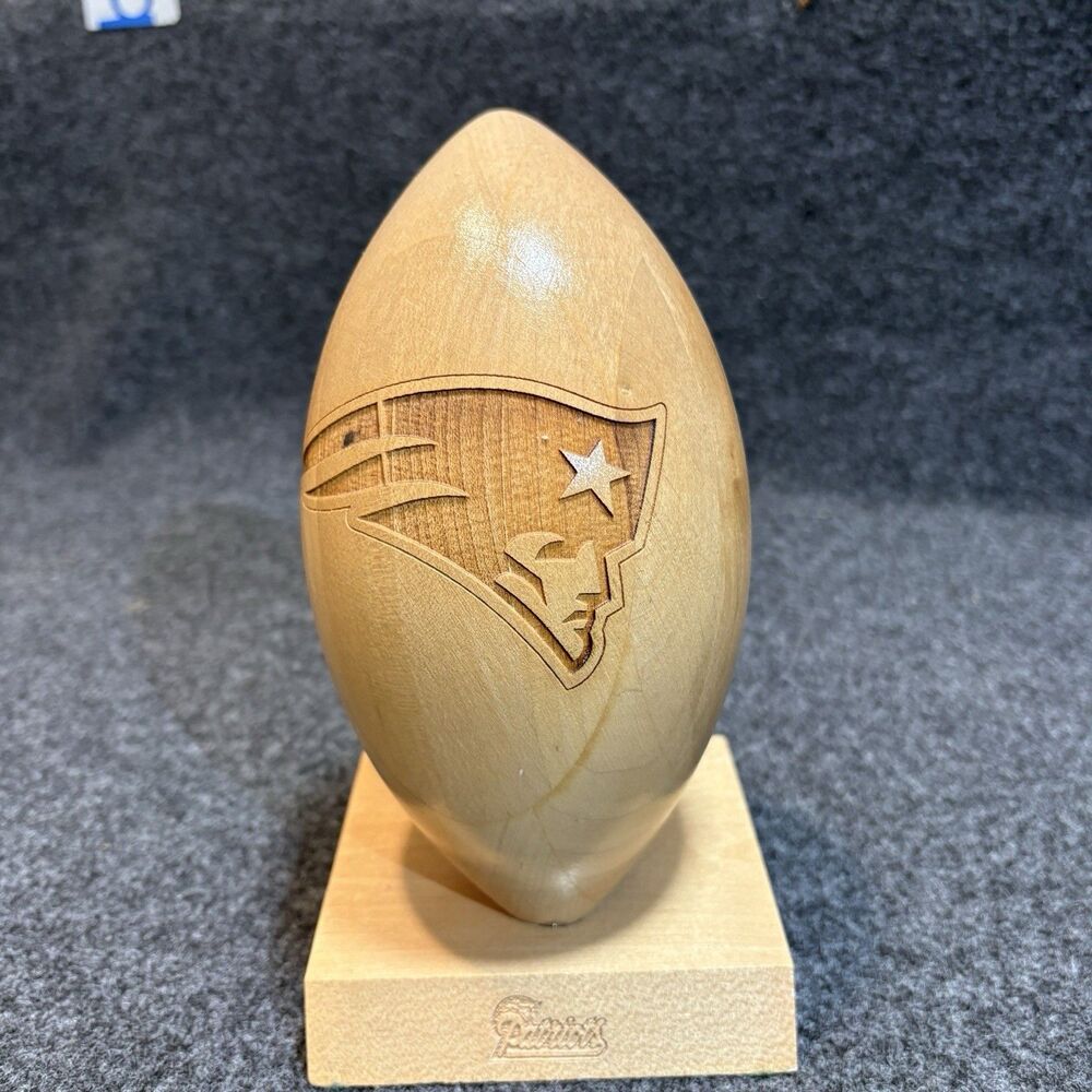 Grid Works New England Patriots Wooden Football Sculpture Desk Decor NFL 1999